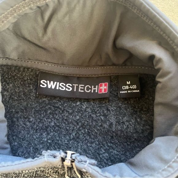 Men’s Swiss Tech Fleece Gray and Red Jacket size Medium - Picture 2 of 6